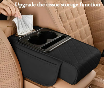 Auto Center Console Armrest Cushion With 2 Cup Holder Armrest Heightening Pad Auto Amrest Pillow Cover Pad for All Seasons