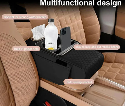 Auto Center Console Armrest Cushion With 2 Cup Holder Armrest Heightening Pad Auto Amrest Pillow Cover Pad for All Seasons