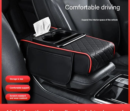 Auto Center Console Armrest Cushion With 2 Cup Holder Armrest Heightening Pad Auto Amrest Pillow Cover Pad for All Seasons